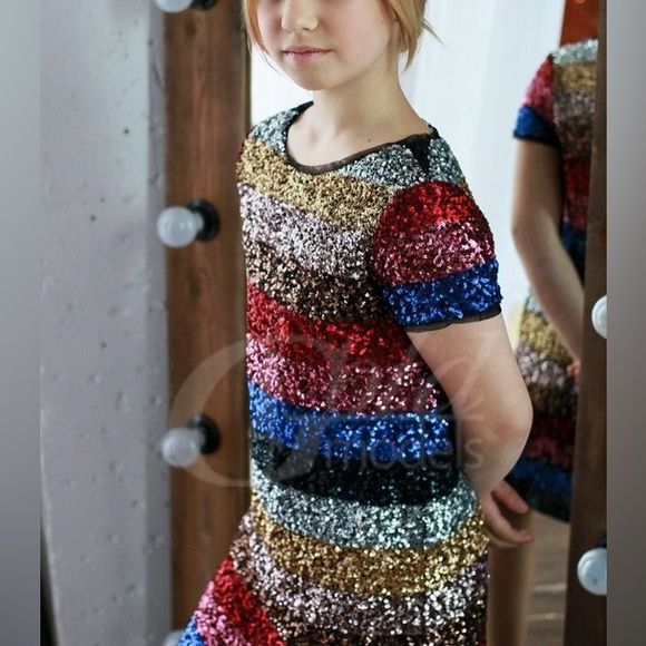 GAP Sequin Crazy Stripe Dress Multicolor - Picture 3 of 8